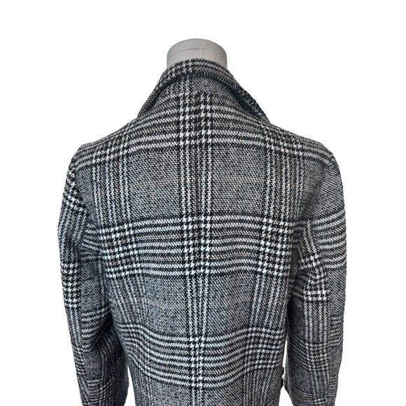 ZARA Small Black & White Houndstooth Plaid Coat - Picture 7 of 13